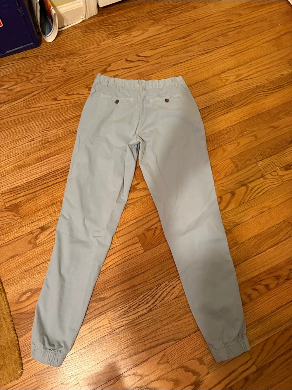 Men's Light Blue Casual Jogger Pants with Elastic Ankles